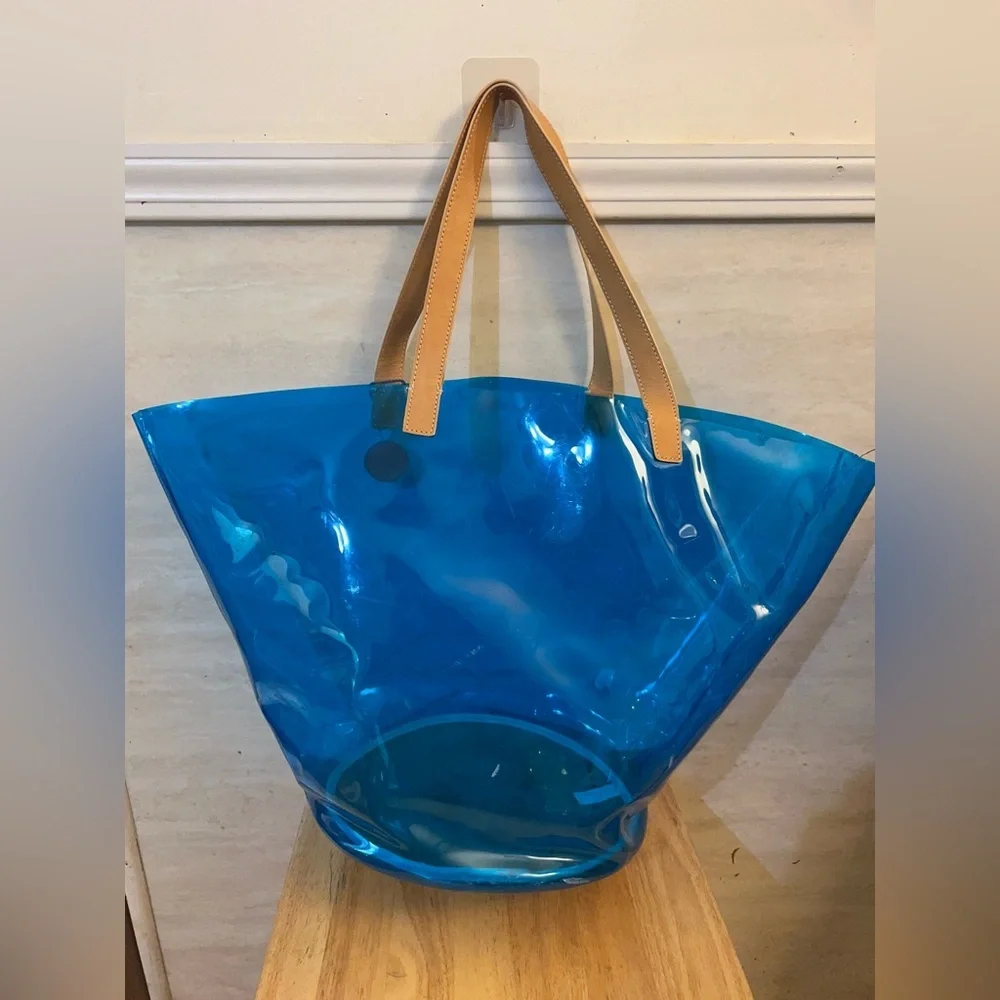 Kate Spade Saturday Blue Transparent Beach Tote Bag,